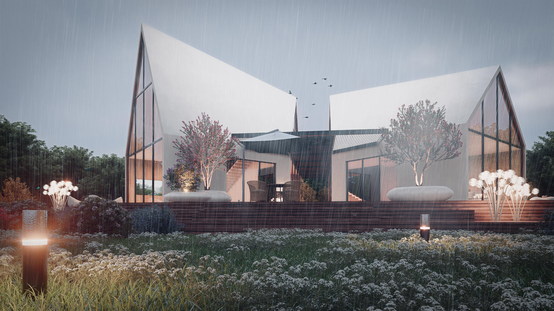 湖边别墅（雨天）